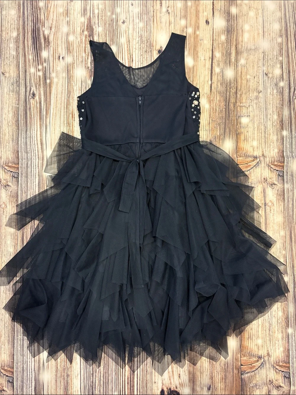 Navy blue Beaded Tulle Party Dress